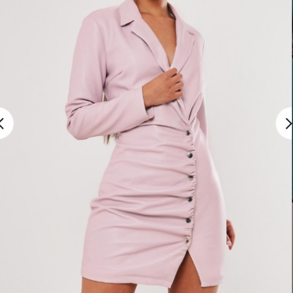 Faux Leather Blazer Dress